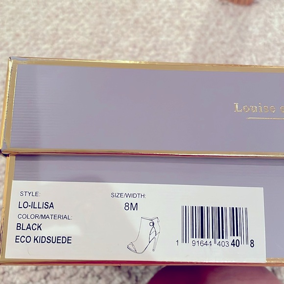 Louise Et Cie Illisa Suede Pearl Gold Embellished Cut Peep Toe Zip Shootie - Picture 3 of 6